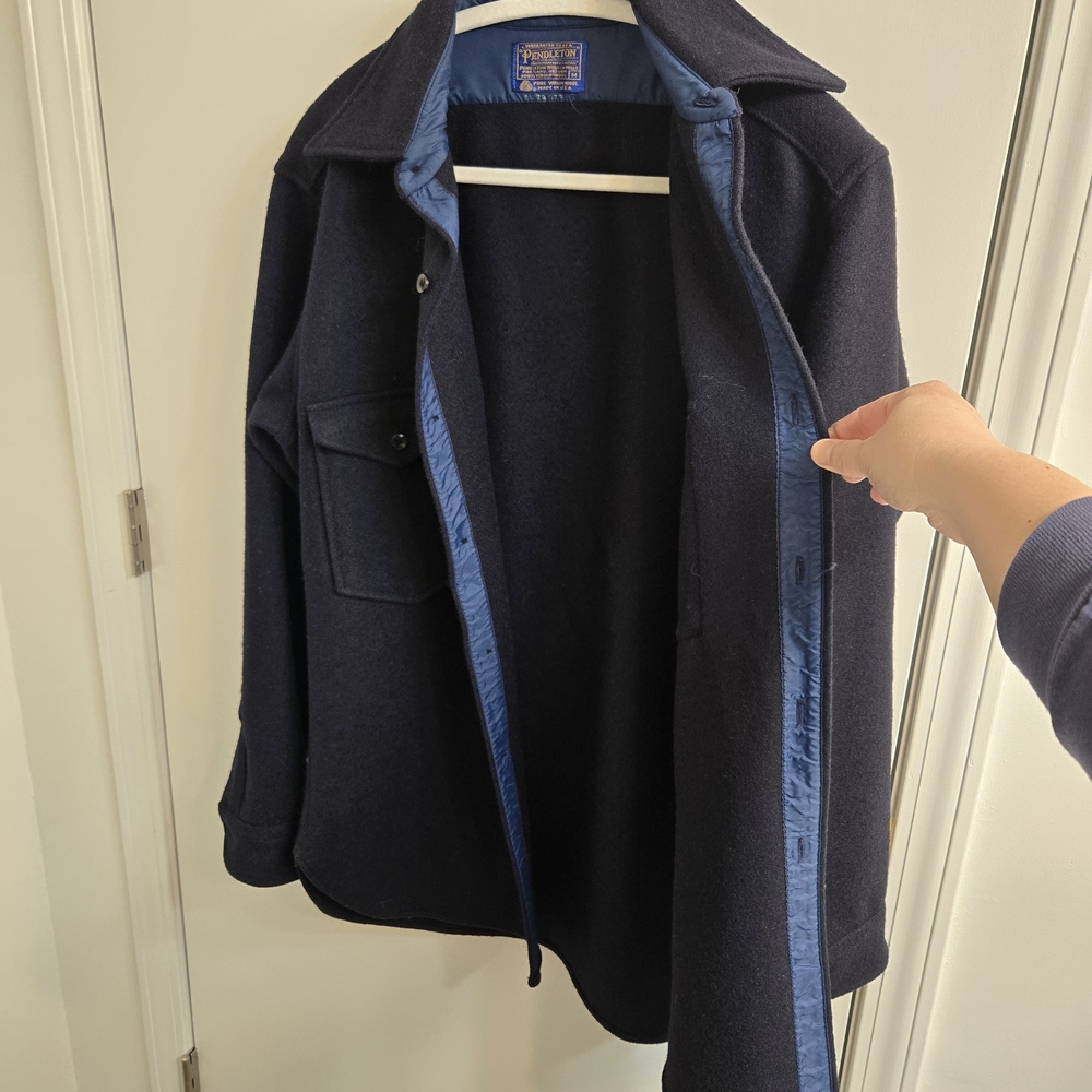 Pendleton 100% Virgin Wool Jacket, Heavy Shirt, Size M, Navy - Picture 5 of 12